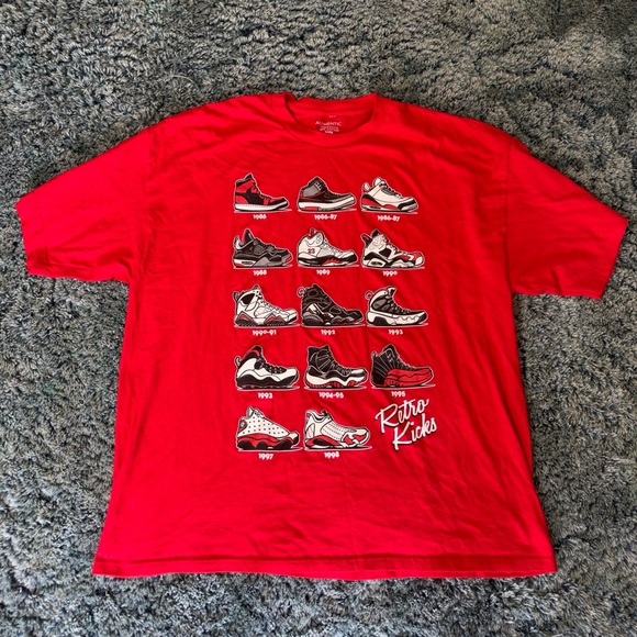 Authentic Classics Rare Retro Kicks Air Jordan History 3XL Red Shirt - Picture 2 of 4